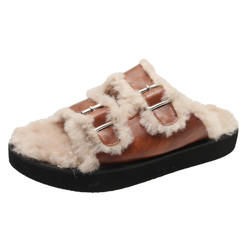 Damen Clogs Bequem Verstellbar Flauschig Winter
