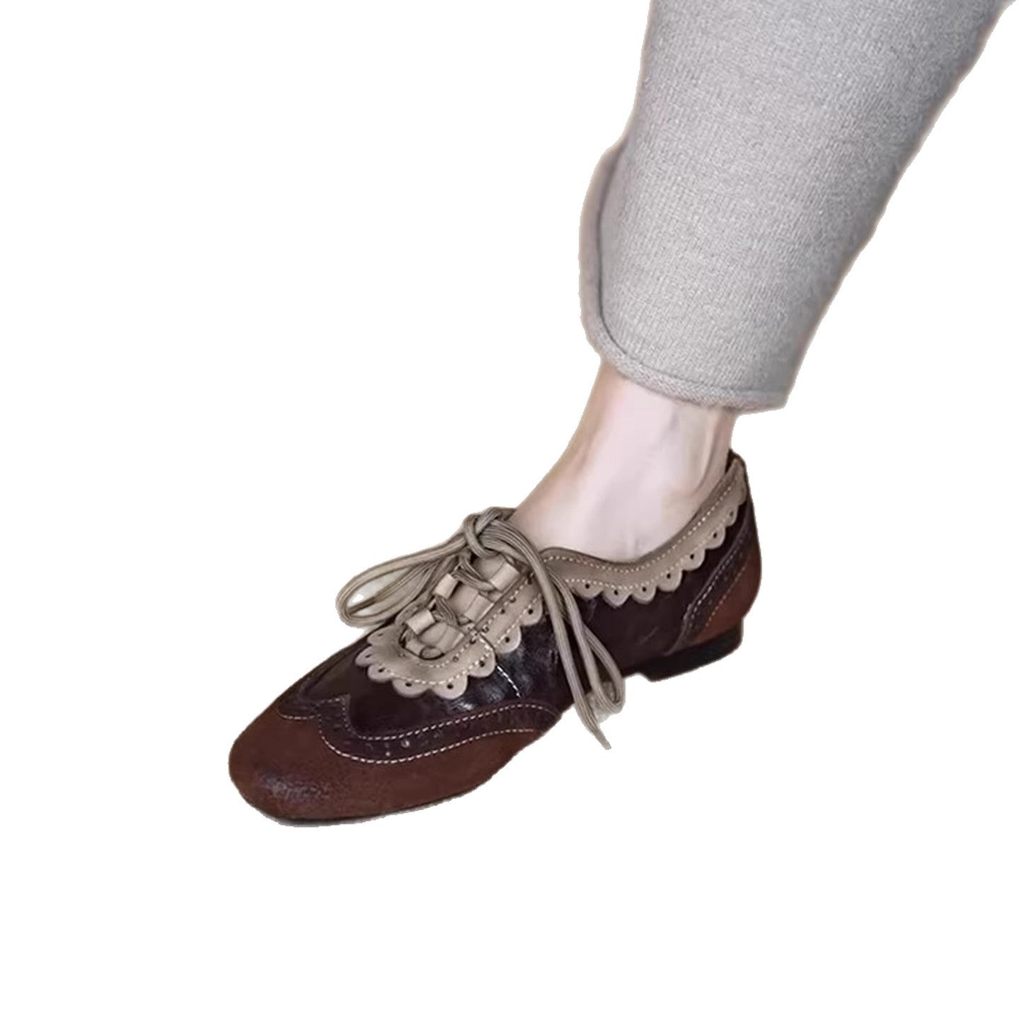 Damen Schnürschuhe Elegant Wellenmuster Schwarz
