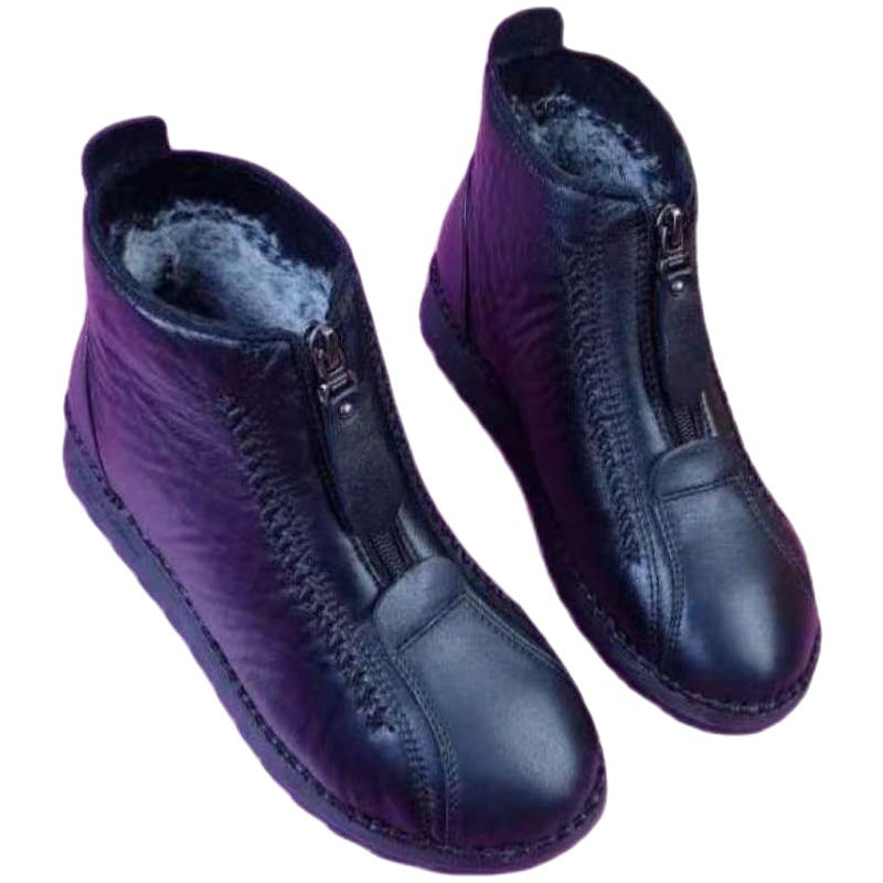 Damen Stiefeletten Bequem Reißverschluss Warme Winterstiefel