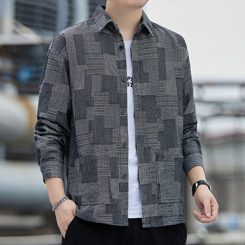 Herren Langarmhemd Modern Grafisches Muster Berlin Style