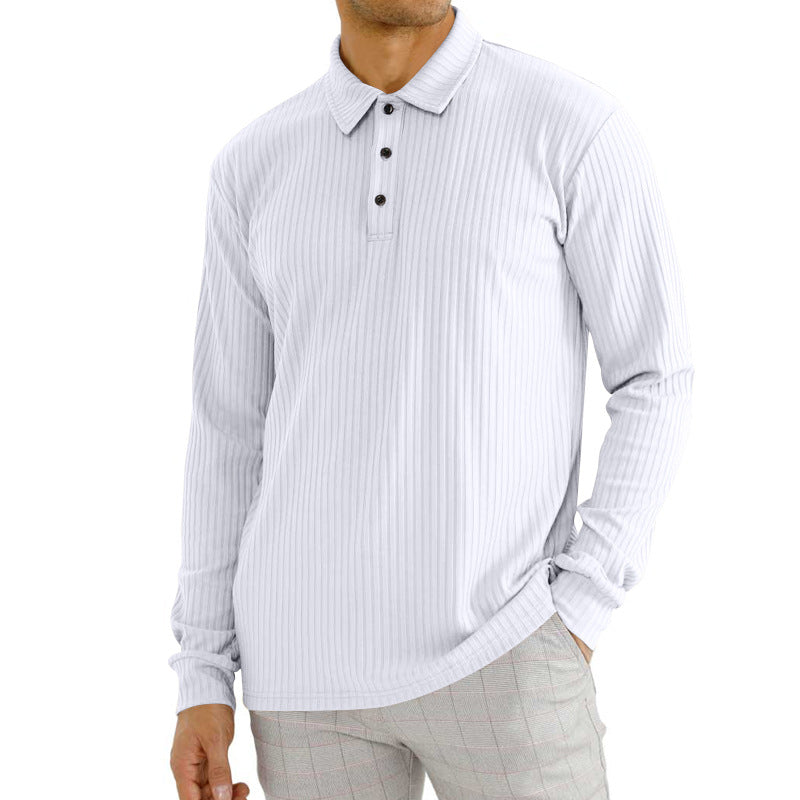 ein Beispiel für einen Online-Shop-Titel: Stilvolle Langarm-Polo mit Rippenmuster und Glamour