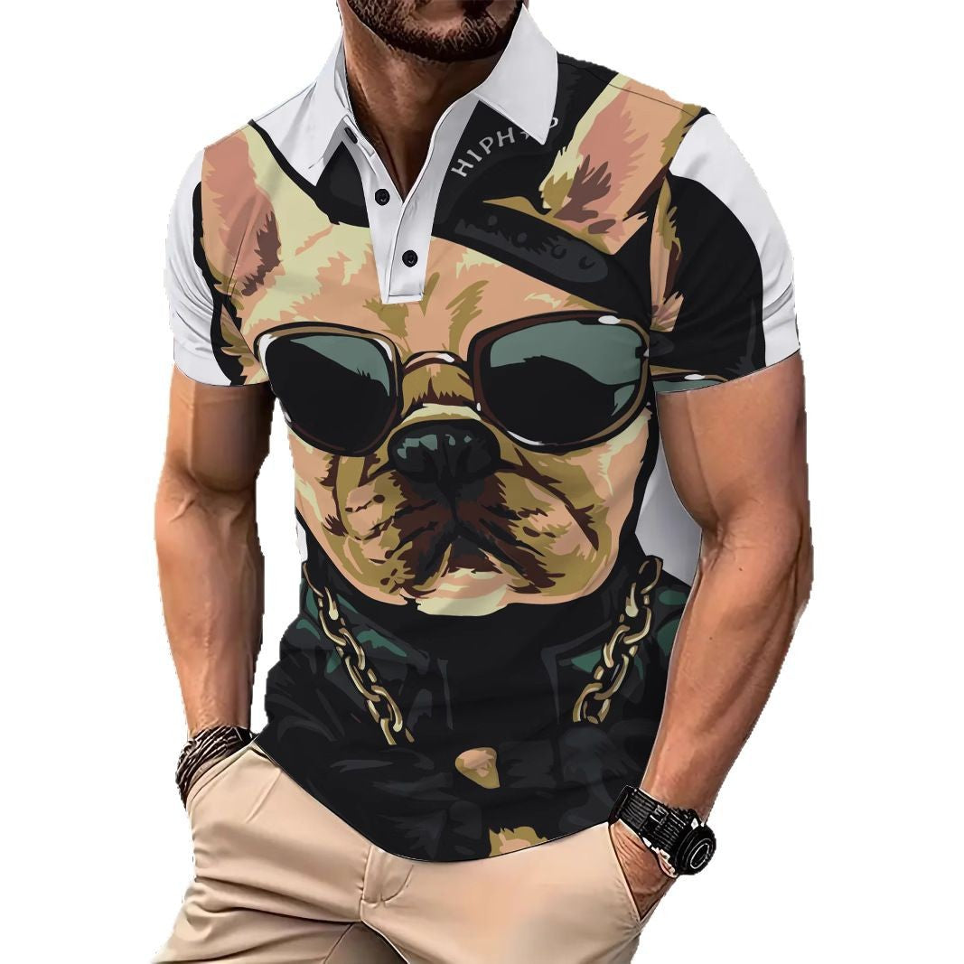 Herren Poloshirt Hundemotiv Modern Berlin Style