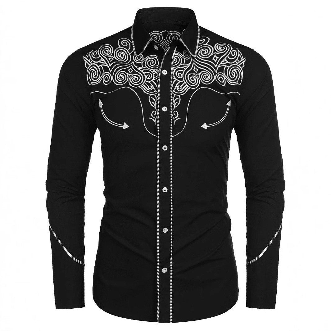 Herren Langarmhemd mit Bestickung Modern Berlin Style