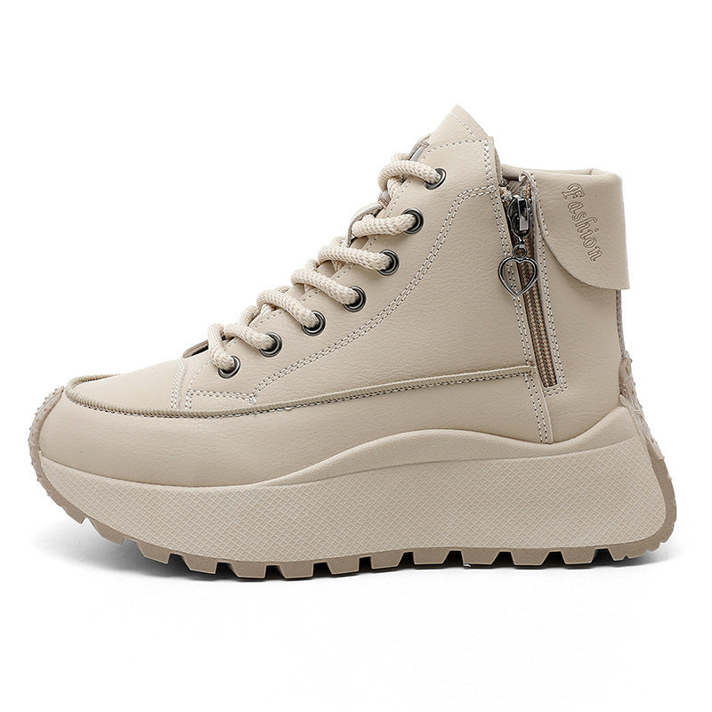Damen Sneaker High-Top Elegante Laufschuhe Mit Reißverschluss
