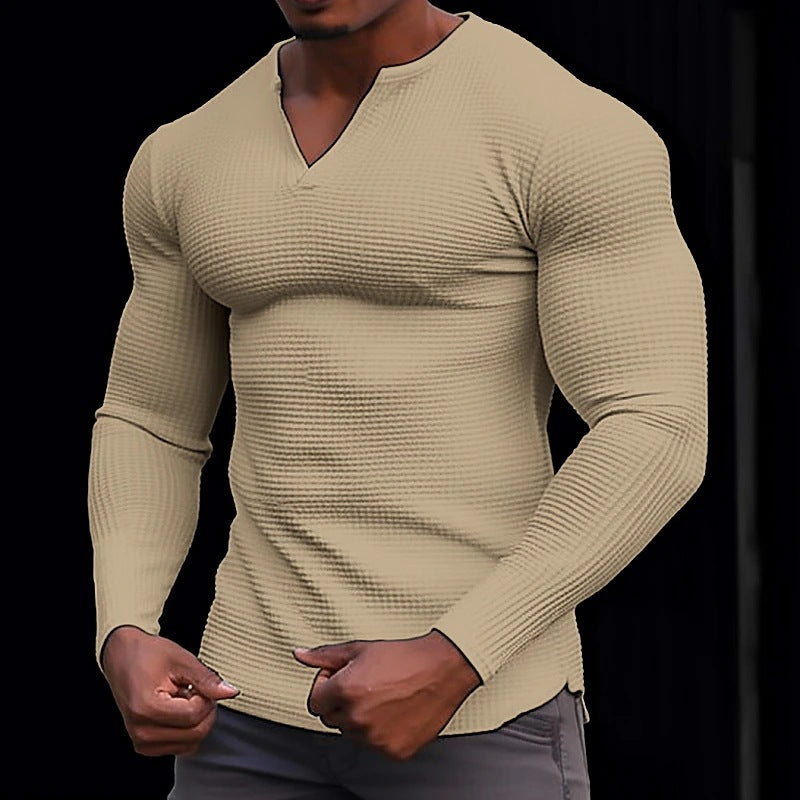 Herren T-Shirt Langarm Modern mit V-Ausschnitt Trendy