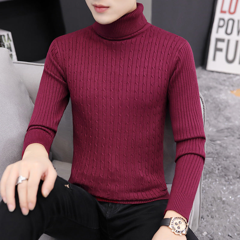 Herren Pullover Rollkragen Rippstrick Design Modern