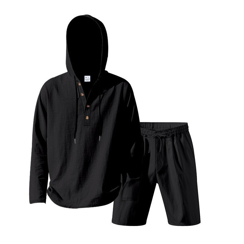 Herren Kapuzenshirt mit kurzer Hose Casual Sportlich