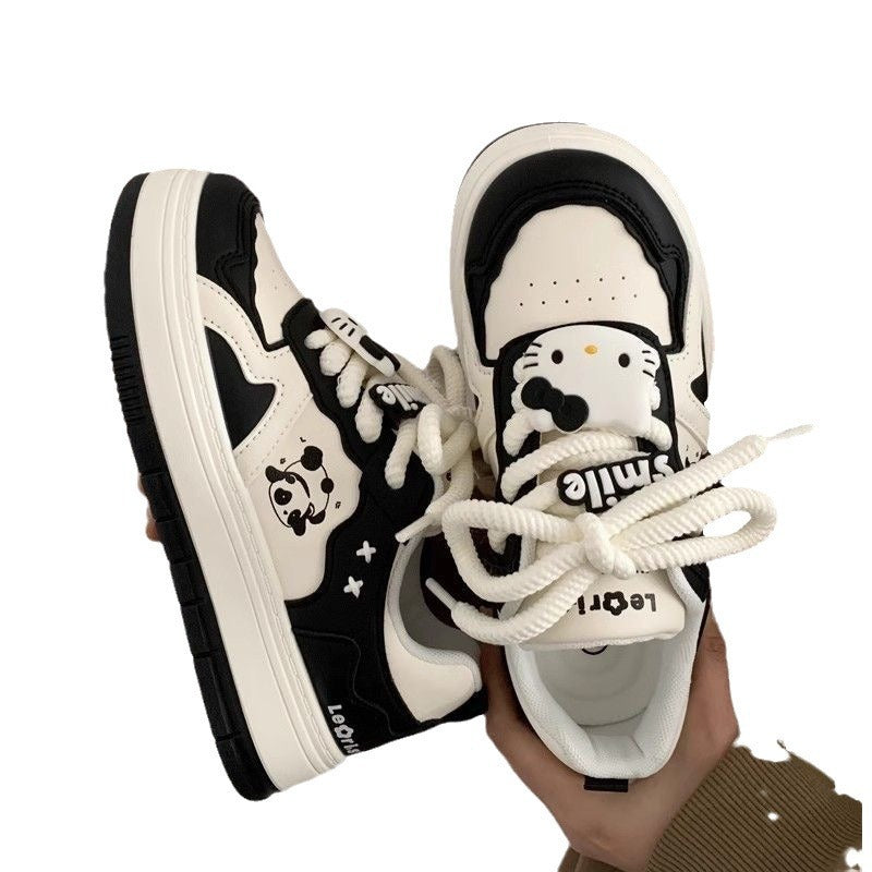 Damen Sneaker Sportlich Panda Design Rutschfest