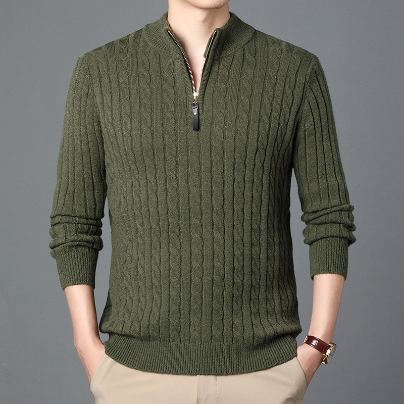 Strickpullover Herren Modern mit Reißverschluss und Struktur Details