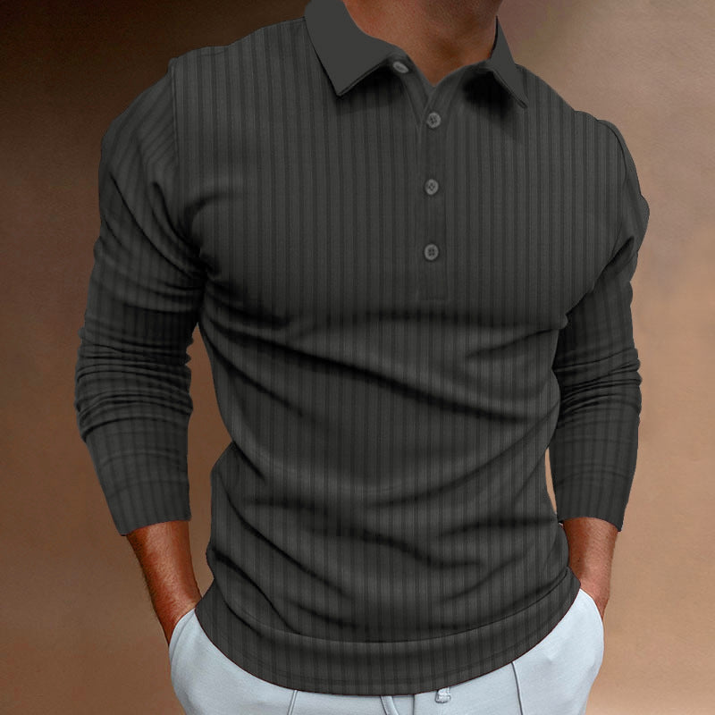 Herren Polo-Shirt Langarm Strukturiert Modern