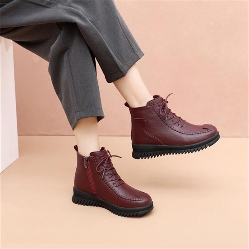 Damen Stiefeletten Hoch Komfort Reißverschluss Schwarz