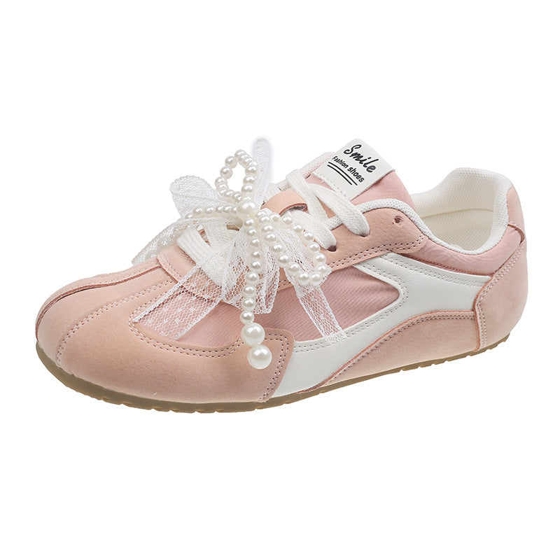 Damen Sneaker Sportlich Elegant Schleifen Detail