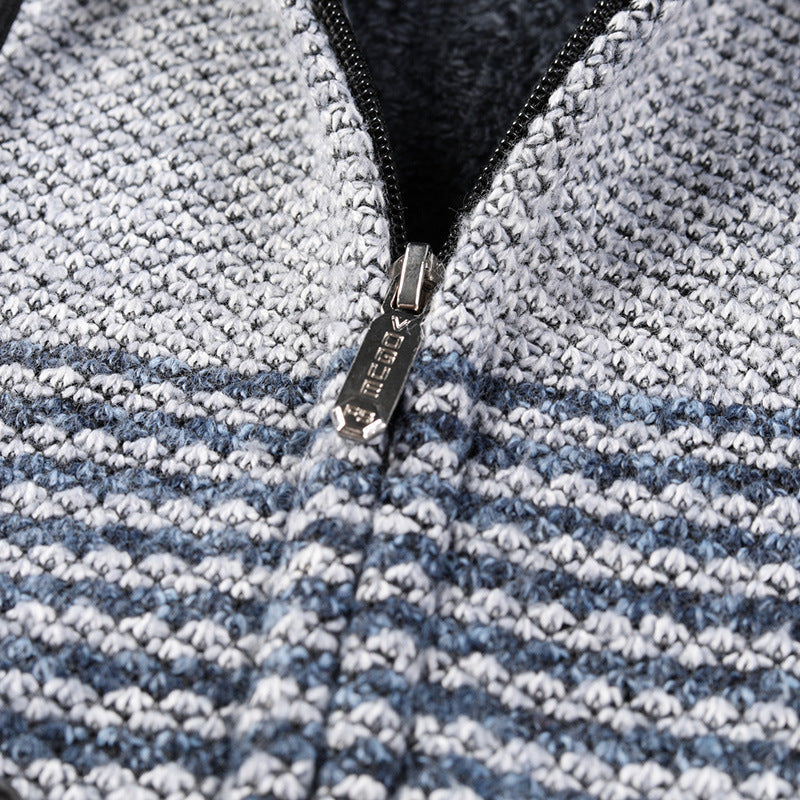 Herren Strickpullover Sportlich Kapuze Streifen Modern