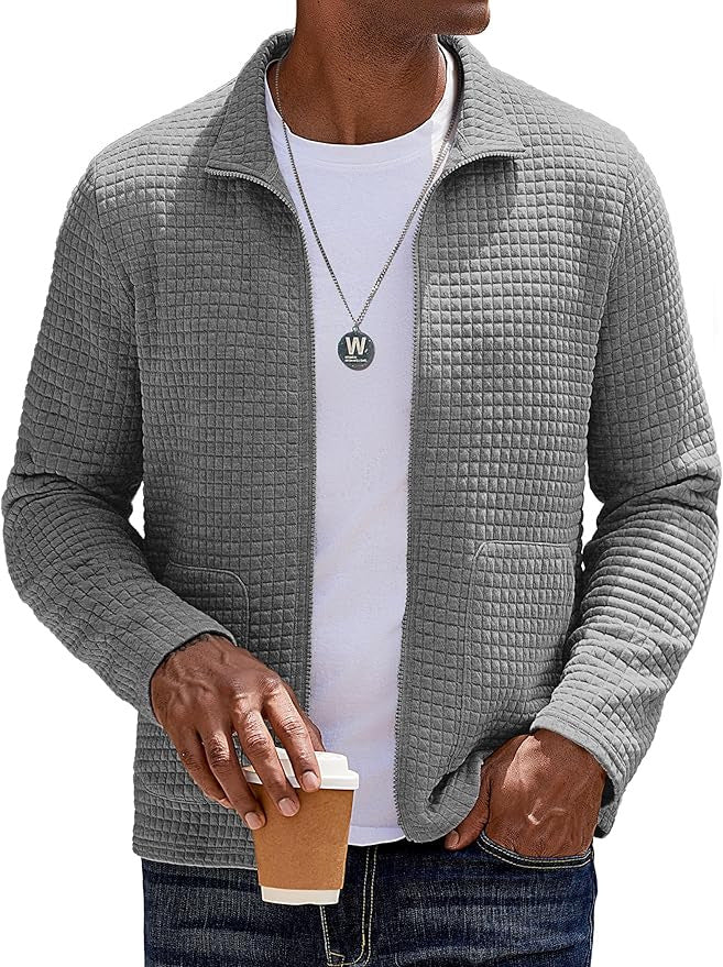 Herren Sweatjacke Strukturiert Hochkragen Funktionsjacke