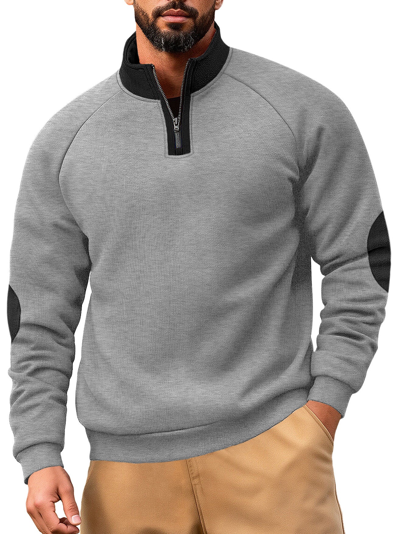 Herren Fleece Pullover Kapuzenpullover Modern Kontrast