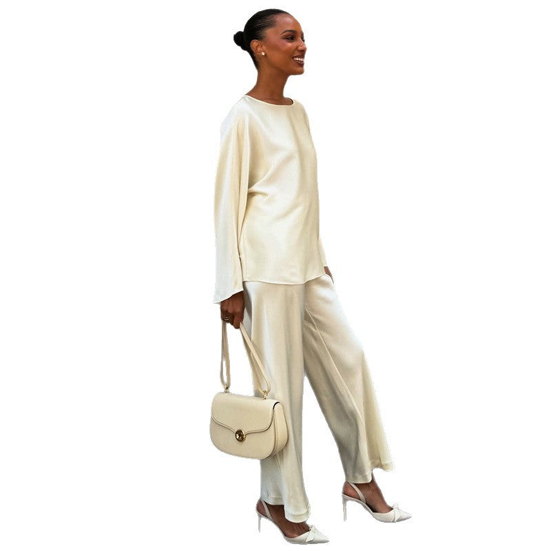 Elegante Damen Loungewear Satin Kombi Luxus
