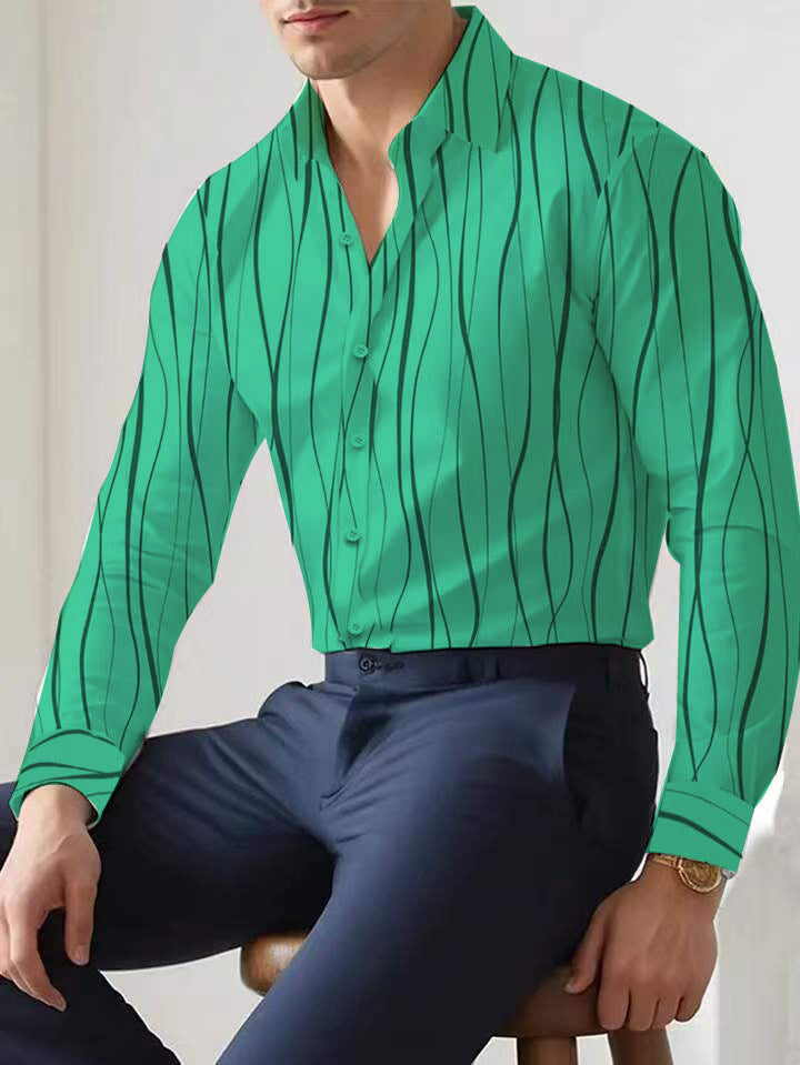 Herren Hemden Moderne Streifen Elegant Slim Fit