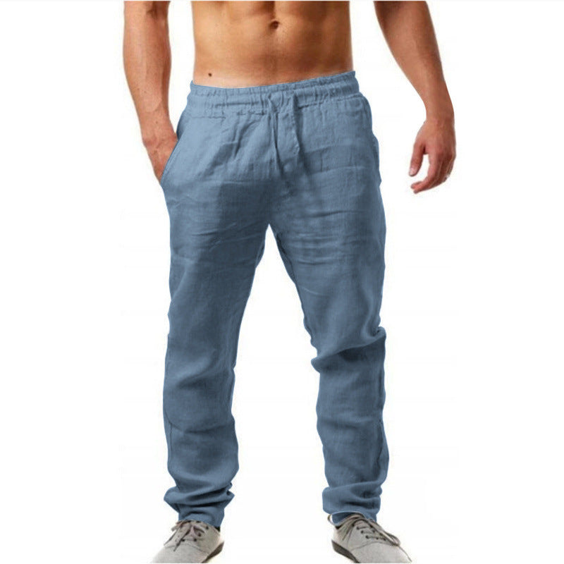Herren Leinenhose Relaxed Fit Bequem mit Kordelzug