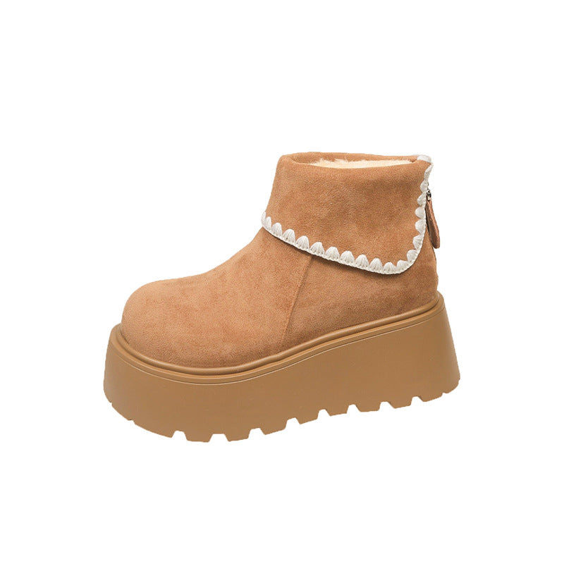 Damen Plattformstiefel Warmfutter Dekorativer Saum Winterstiefel