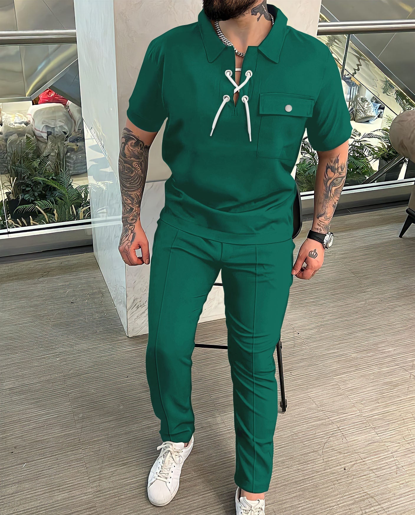 Herren Freizeitanzug Bequem mit Taschen Casual