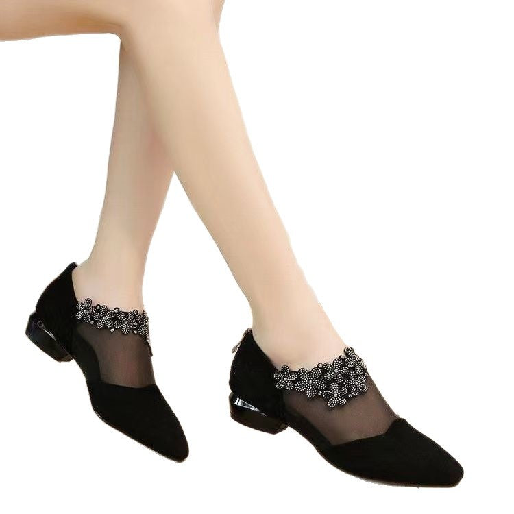 Damen Ballerinas Elegante Transparent mit Verzierungen