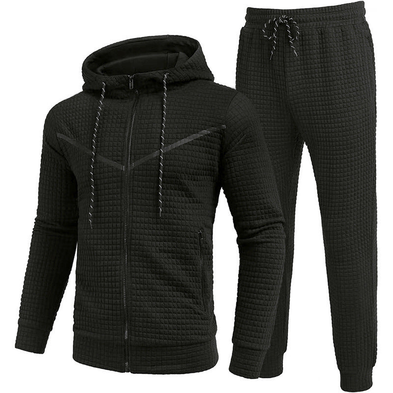 Herren Fleece Jogginganzug mit Struktur Optik Grau