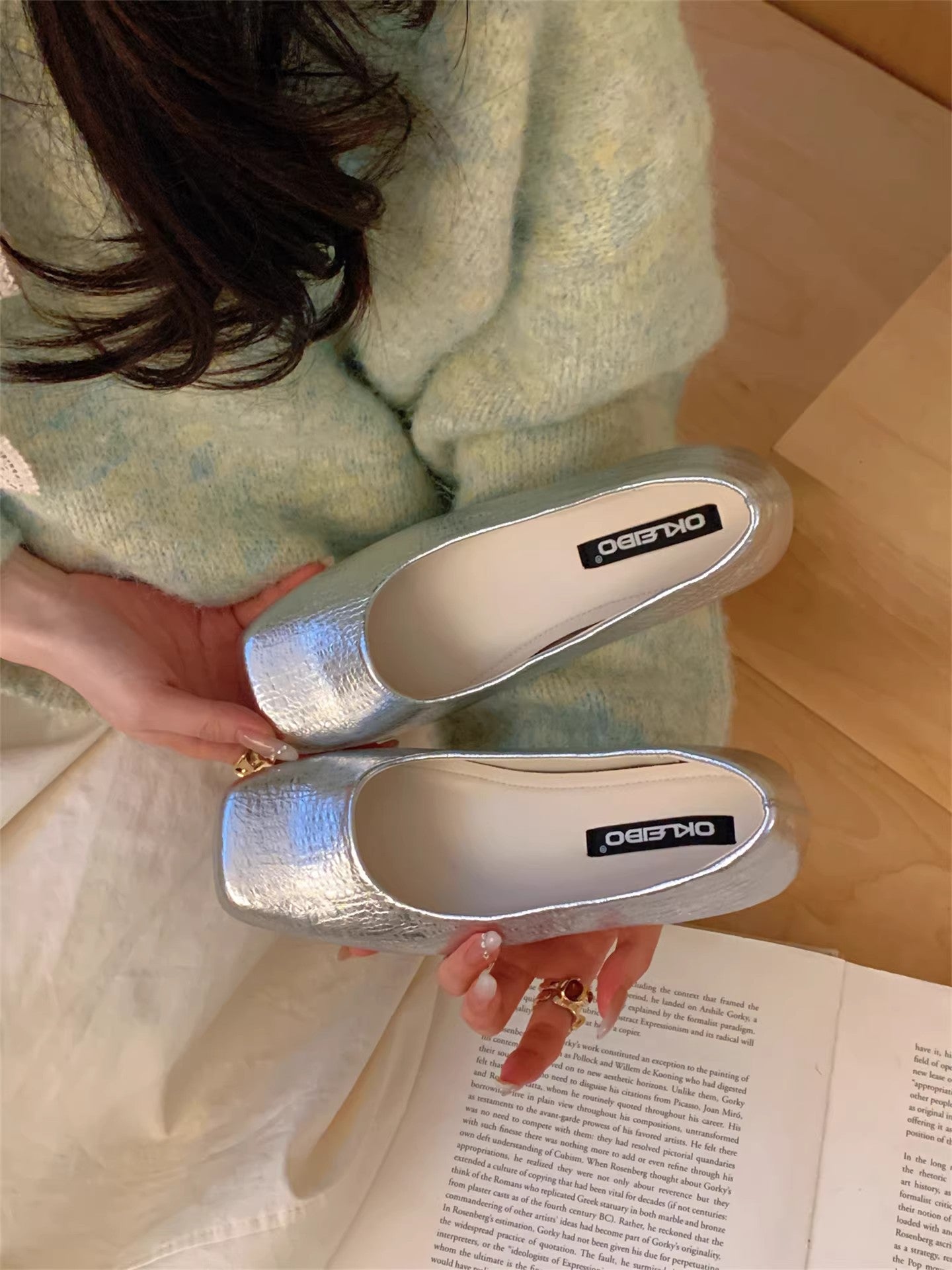 Damen Ballerinas mit Punkten Komfort Innenfutter Schwarz