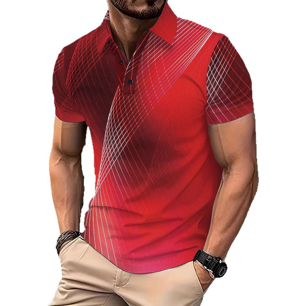 Herren Poloshirt Sportlich Geometrisches Design Atmungsaktiv