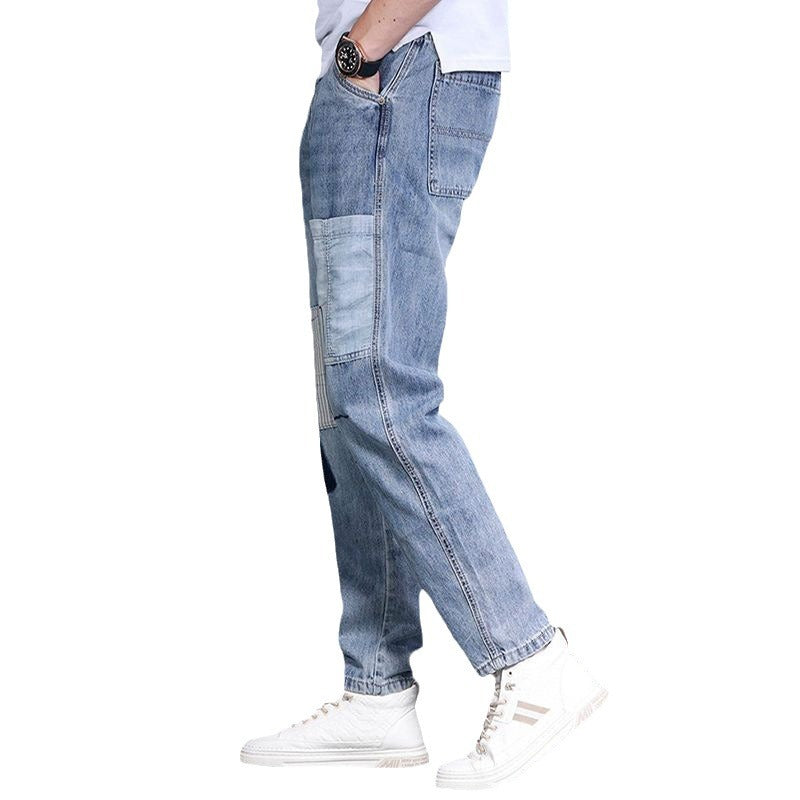 Herren Denim-Hose Lässig Patchwork Jeans Modern