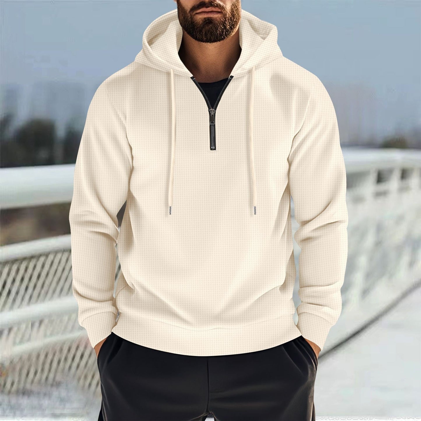 Herren Kapuzenpullover Sportlich Kurz Reißverschluss