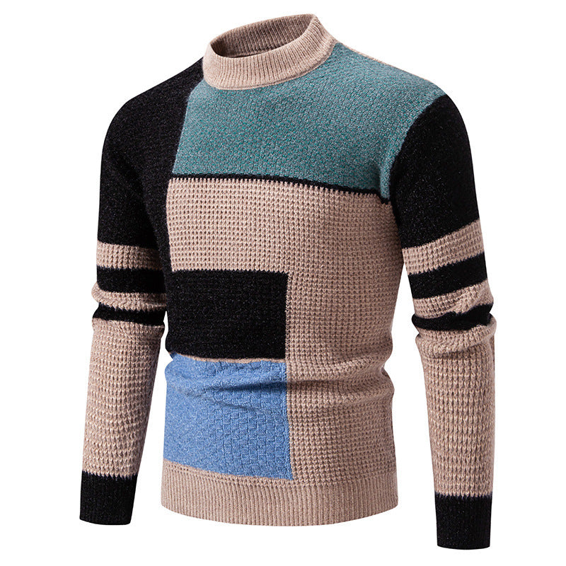 Herren Pullover Strukturiertes Farbblockdesign Modern