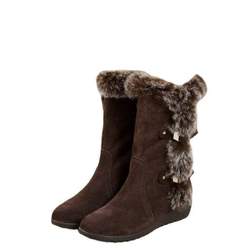 Damen Winterstiefel Warm mit Kunstfellkragen Rutschfest