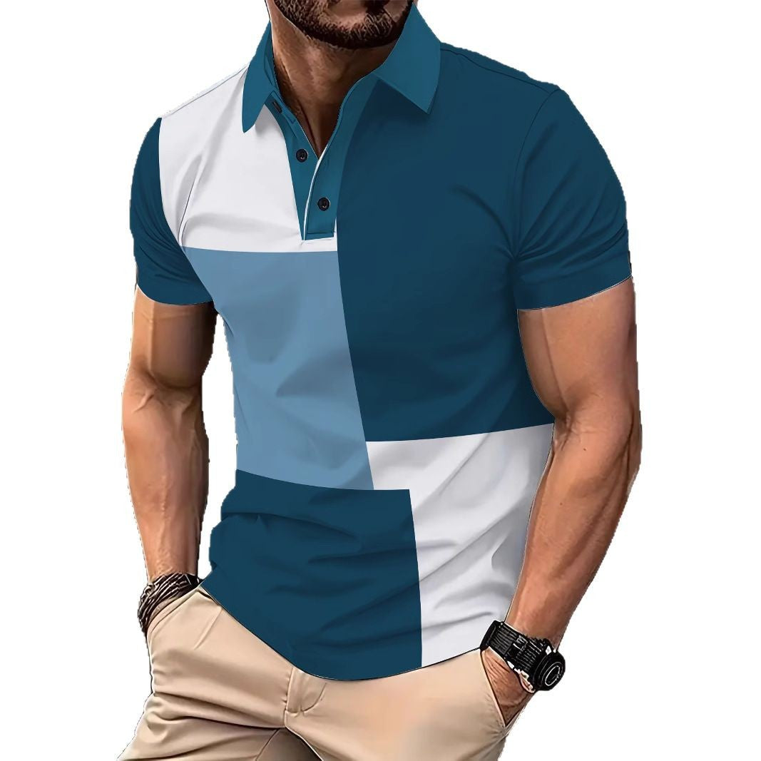 Herren Poloshirt Kurzarm Modern Blockdesign