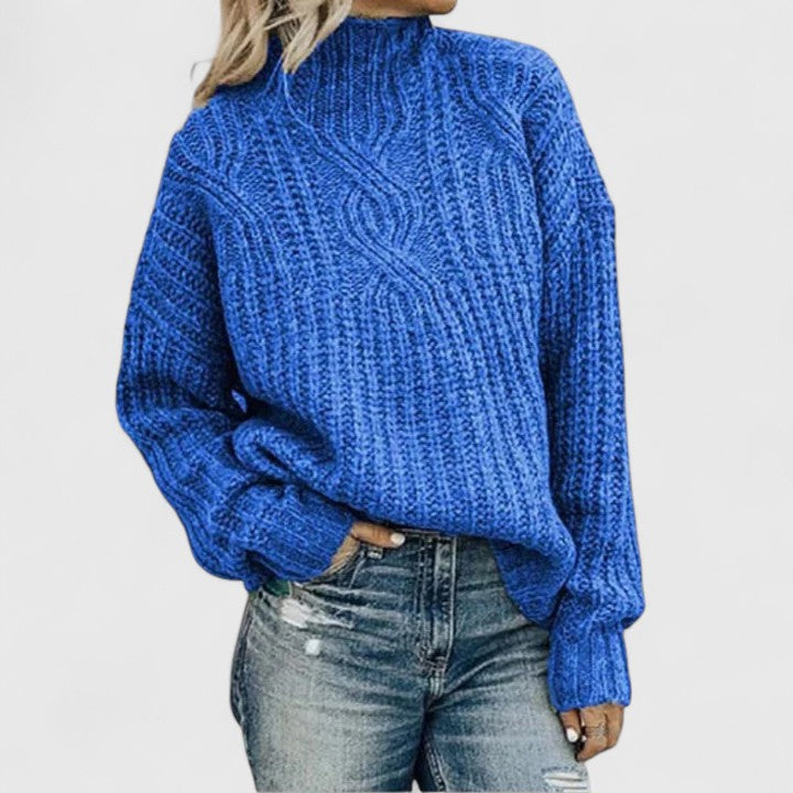 Damen Pullover Langarm Gerippt Winterwarm