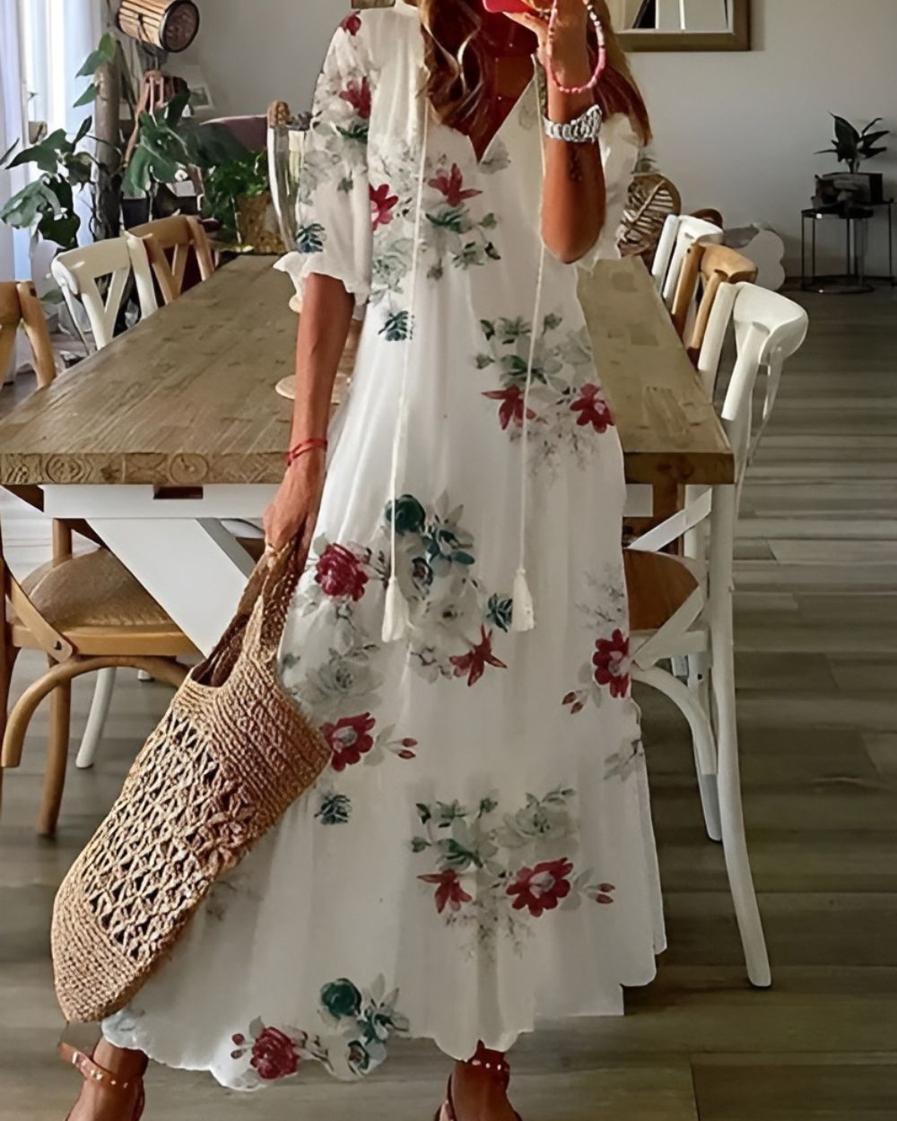 Boho Damen Wickelkleid Magisches Floral Design
