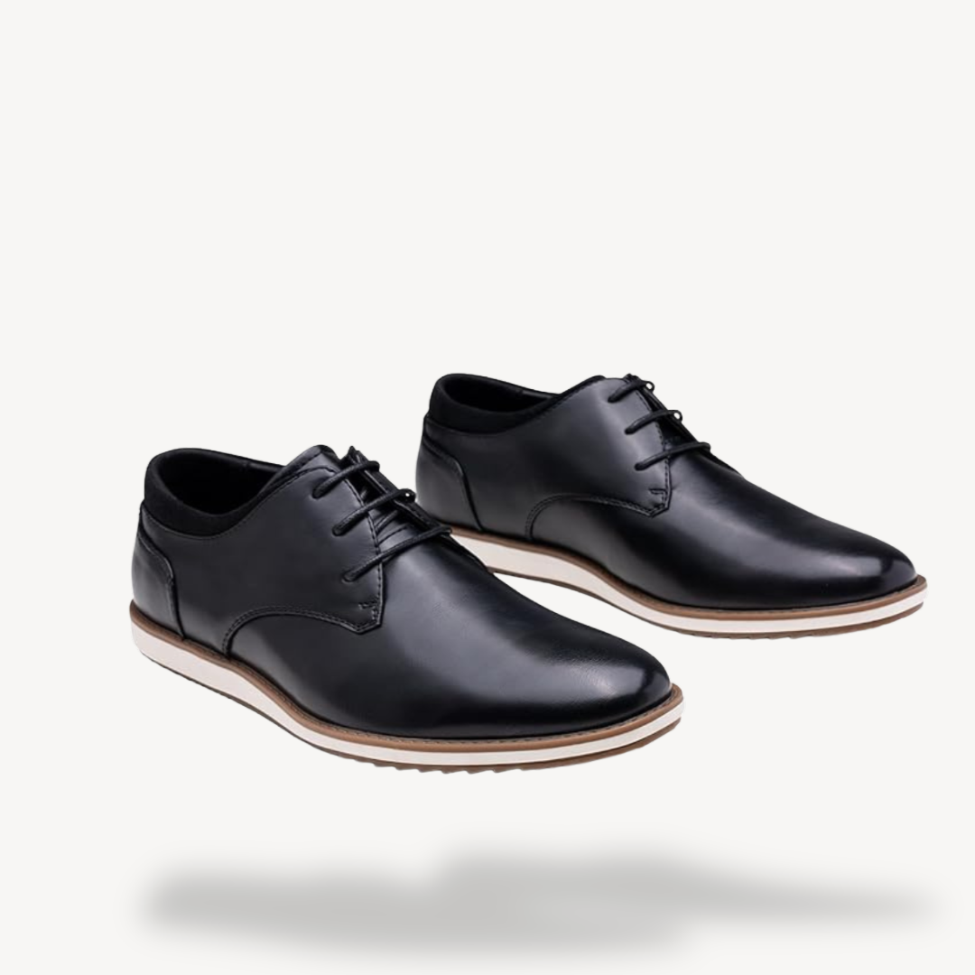 Orthopädische Derby-Schuhe aus schwarzem Leder für Herren | Loravelle 1