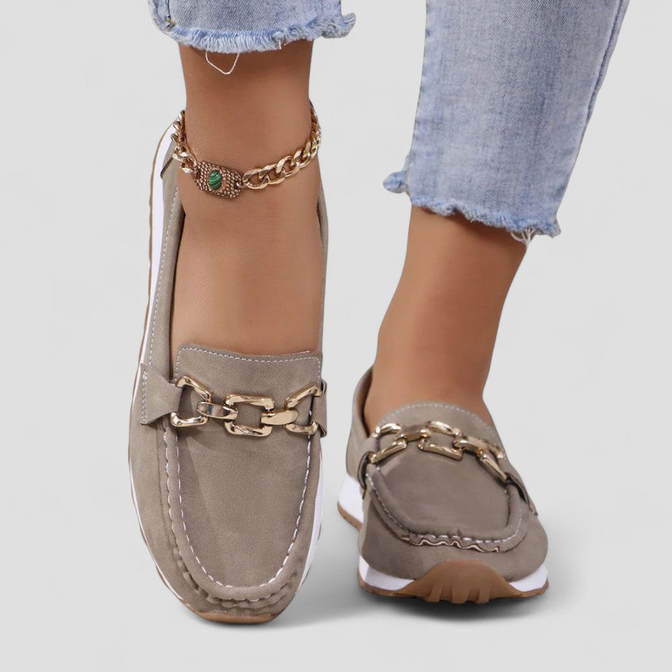 Orthopädische Loafer aus Wildleder mit Kettendetail für Damen 3