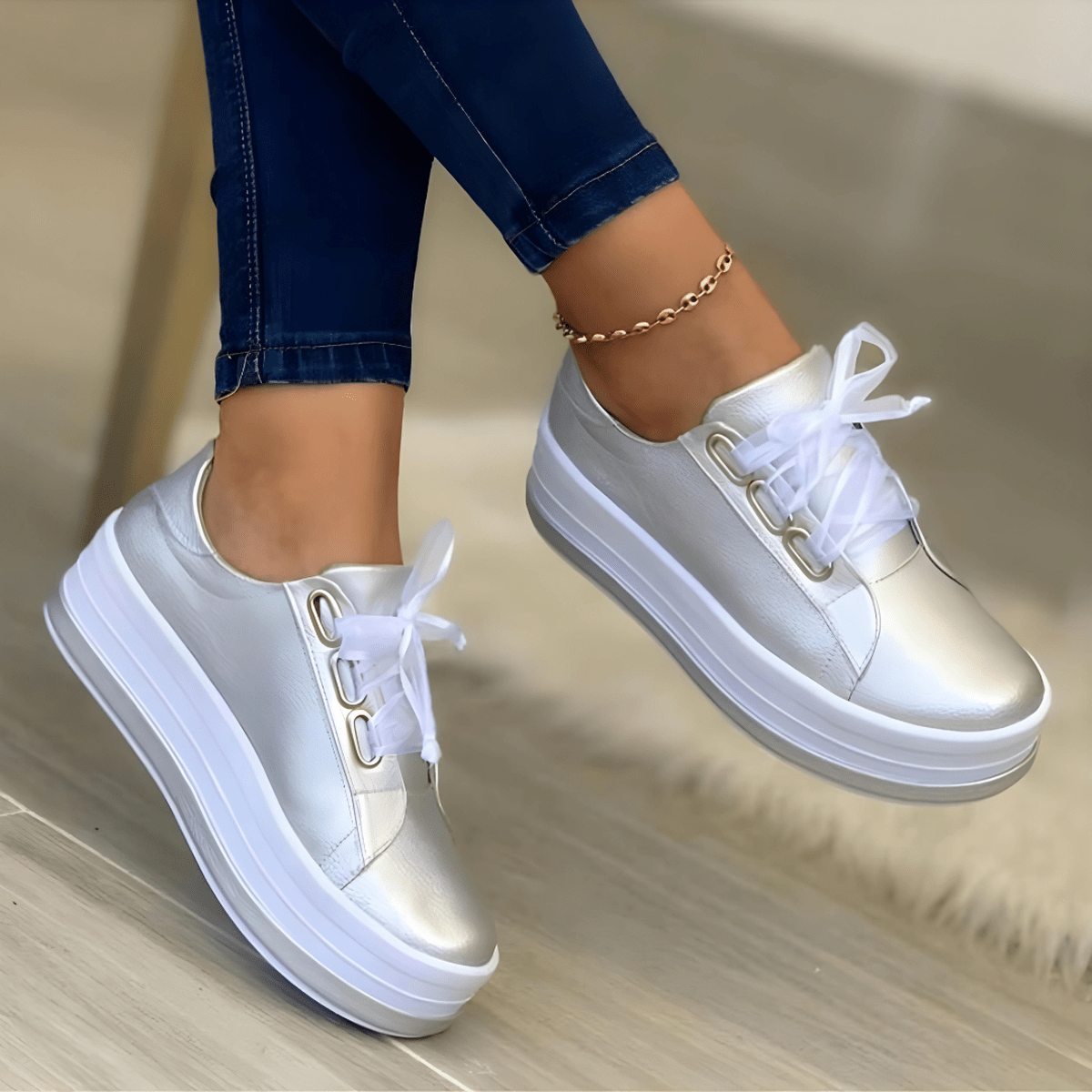 Damen Schnürschuhe Freizeitschuhe Modisch Bequem