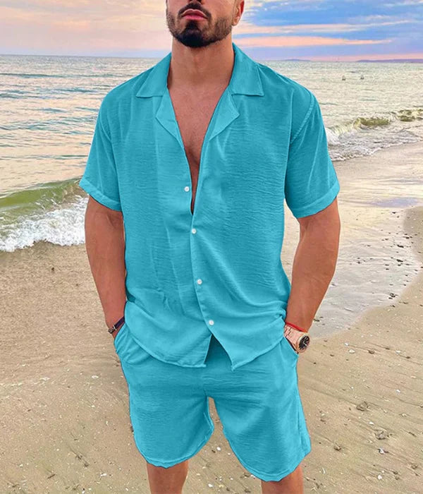 Herren Sommer Anzug Set Elegant Strukturiert