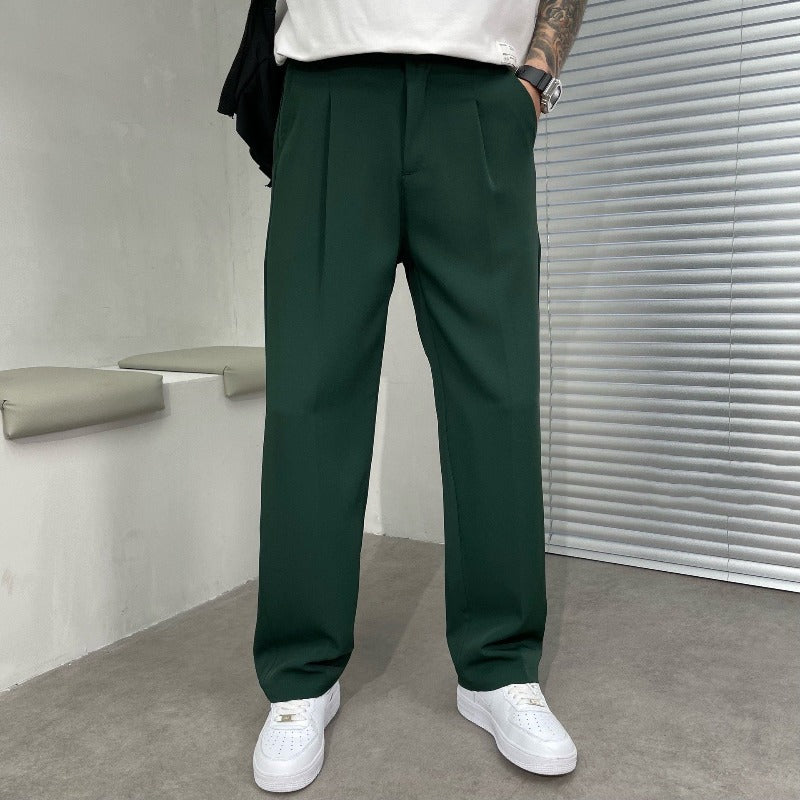 Plisseehose – Herrenhose mit geradem Bein und Plissee-Grün-M-Chaps Herrenmode