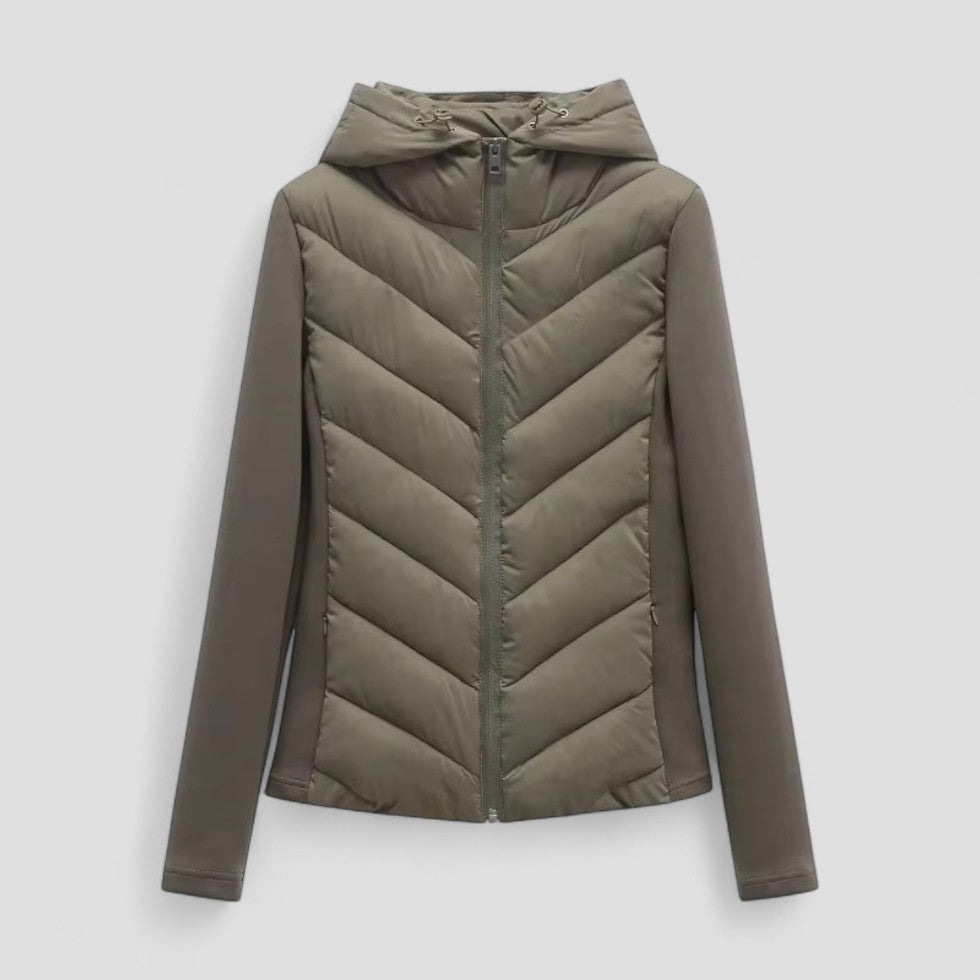 Pufferjacke aus Baumwollmischung mit Kapuze und langen Ärmeln für Damen 3