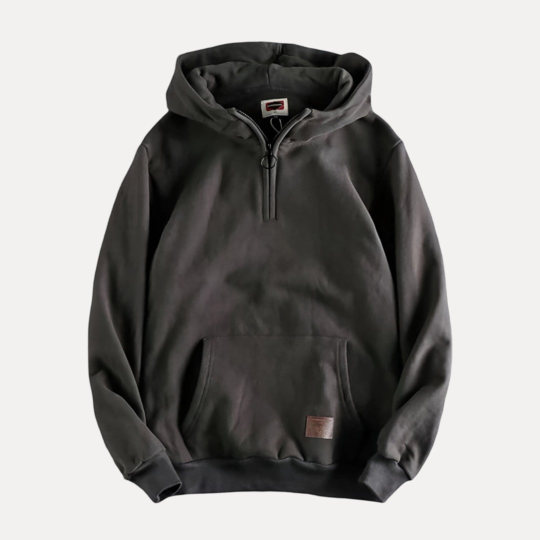 Pullover Hoodie – Lässiger Hoodie für Männer mit halbem Reißverschluss und Kängurutasche-Dunkelgrau-M-Chaps Herrenmode