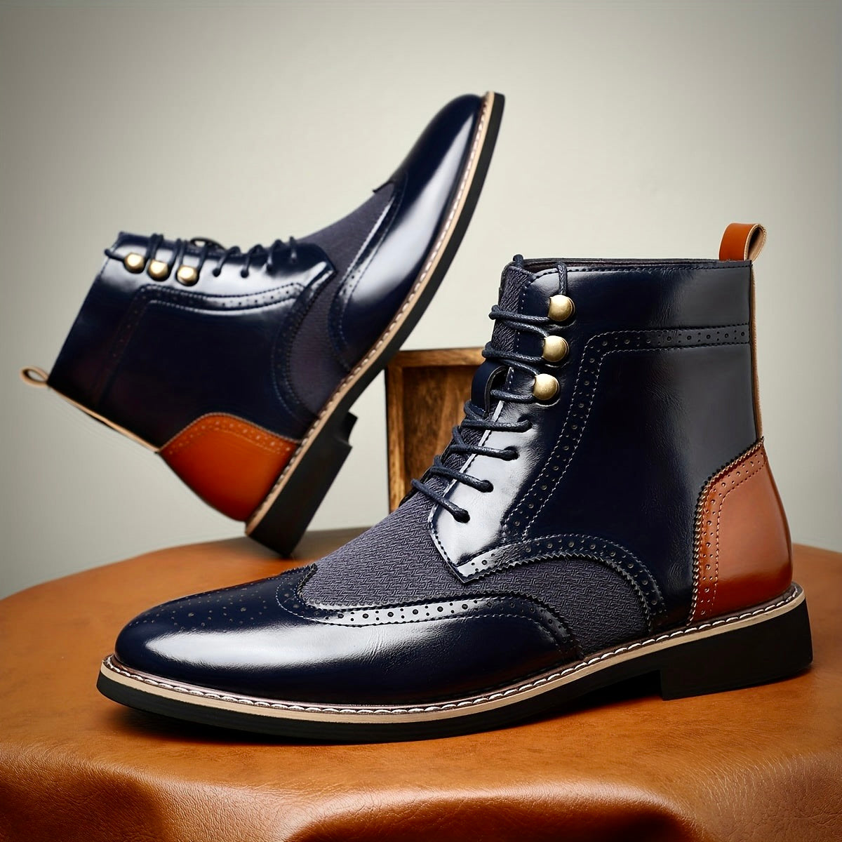 Herren Lederstiefel Oxford Elegante Schwarz Lederschuhe
