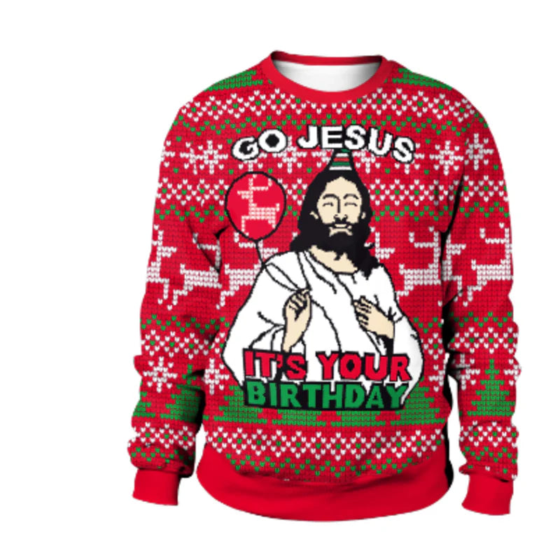 Weihnachtspullover Herren Lustig Jesus Geburtstag