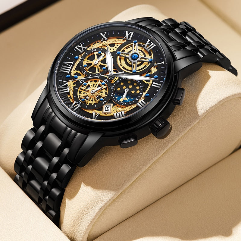 Herren Armbanduhr Automatik Edelstahl Schweizer Qualität