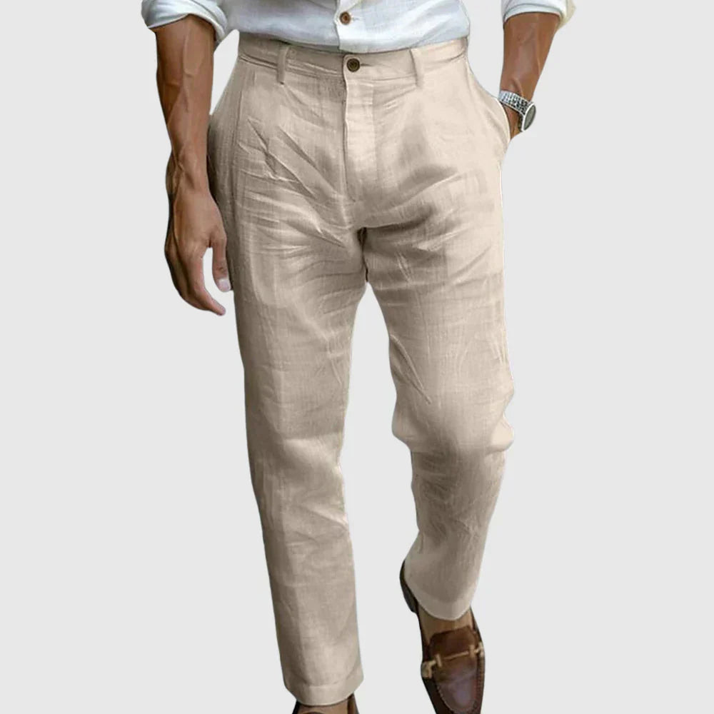 Herren Leinenhose Bequem Weite Bein Sommer