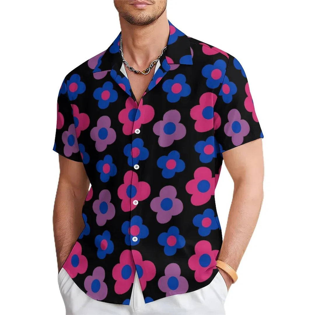 Herren Freizeithemd Blumenmuster Sommer