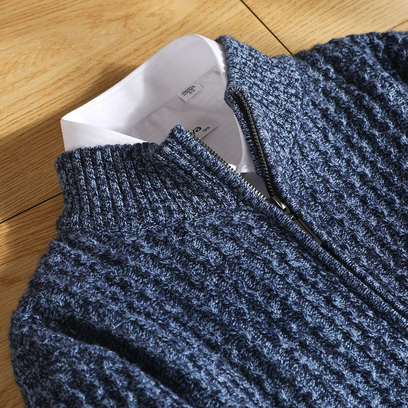 Herren Merino Strickjacke Reißverschluss Warm