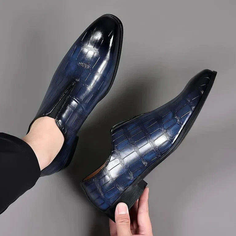 Elegante Herren Leder Loafer Schuhe Schwarz