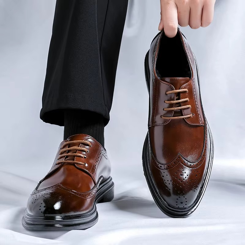 Herrenschuhe Flügelspitze Klassisch Schwarze Business Schuhe